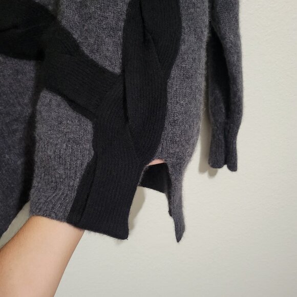 White + Warren Grey Braid Knit Cashmere Sweater Small - Picture 3 of 8